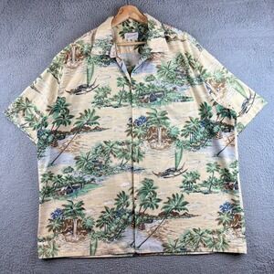 Vintage 80s Helena's Hawaiian Shirt Mens 2XL Scenic Print Made in Hawaii USA